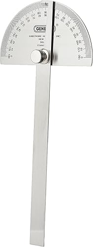 General Tools 18 transportador de ángulo de acero inoxidable de cabeza redonda 0 a 180 grados brazo de 6 pulgadas