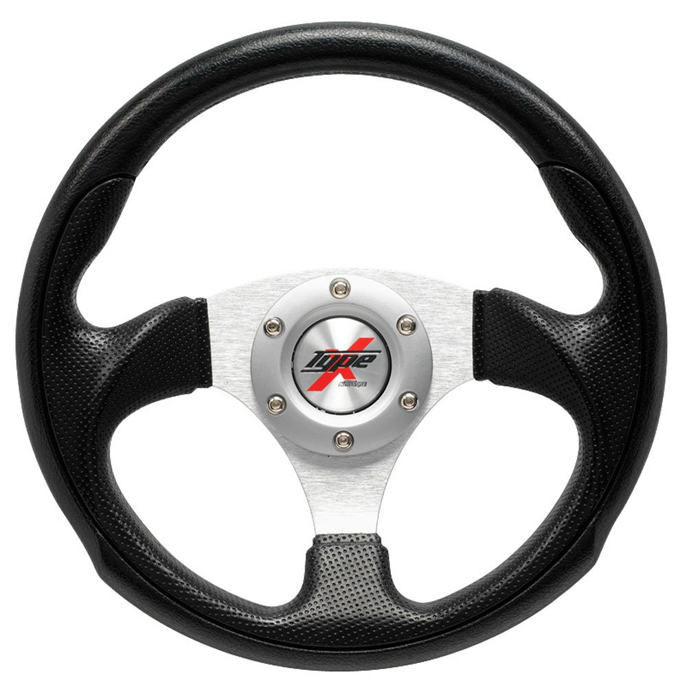 AUTO-STYLE Universal Sportlenkrad 'Eruption' - Ø295mm - Schwarz PU-Leder + Silbere Speichen
