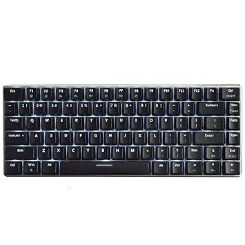 Ajazz AK33 Geek Mechanical Keyboard, 82 Keys Layout, Black Switches, White LED Backlit, Aluminum Portable Wired Gaming Keyboard, Pluggable Cable, for Games Work and Daily Use, Black