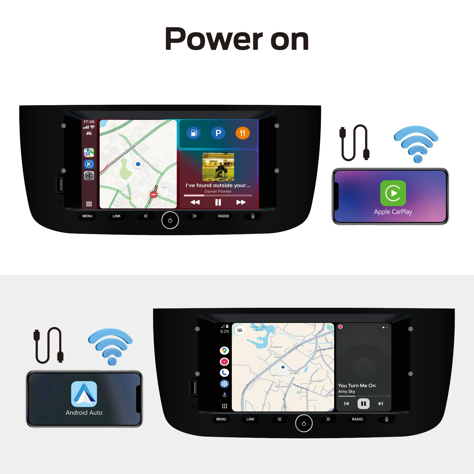Autoradio Linux per Fiat Punto 10-16/Linea 12-15 | Bluetooth/CarPlay/Android Auto Wireless/FM/AM/RDS/USB HiFi 100W