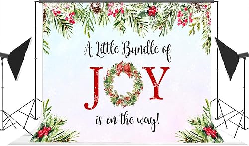 Miniatura 4 de Lofaris Telón de fondo rojo de Navidad para baby shower, un pequeño paquete de alegría está en camino, decoraciones de fiesta para niños y niñas,