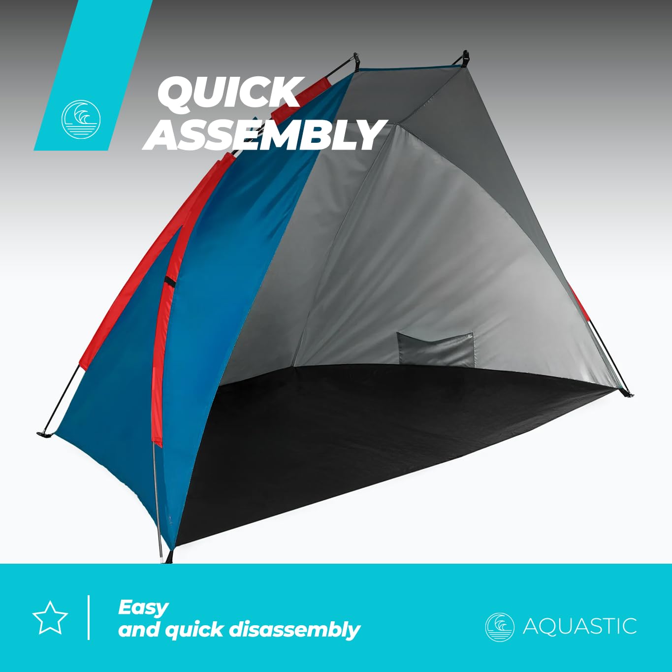 AQUASTIC Tenda da spiaggia Concielo leggera, compatta e protettiva, con UPF 50, 120 x 210 x 120 cm, in poliestere resistente e fibra di vetro, ideale per la spiaggia