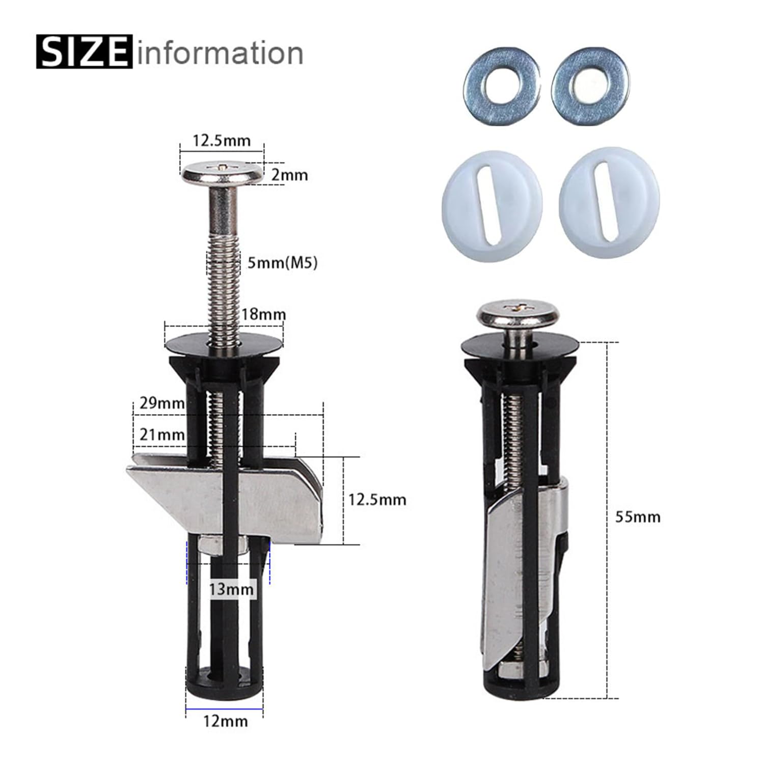 2 Set Heavy Duty Toilet Seat Fastener Bolt Kit, Universal Toilet Cover Maintenance Accessories - Image 2