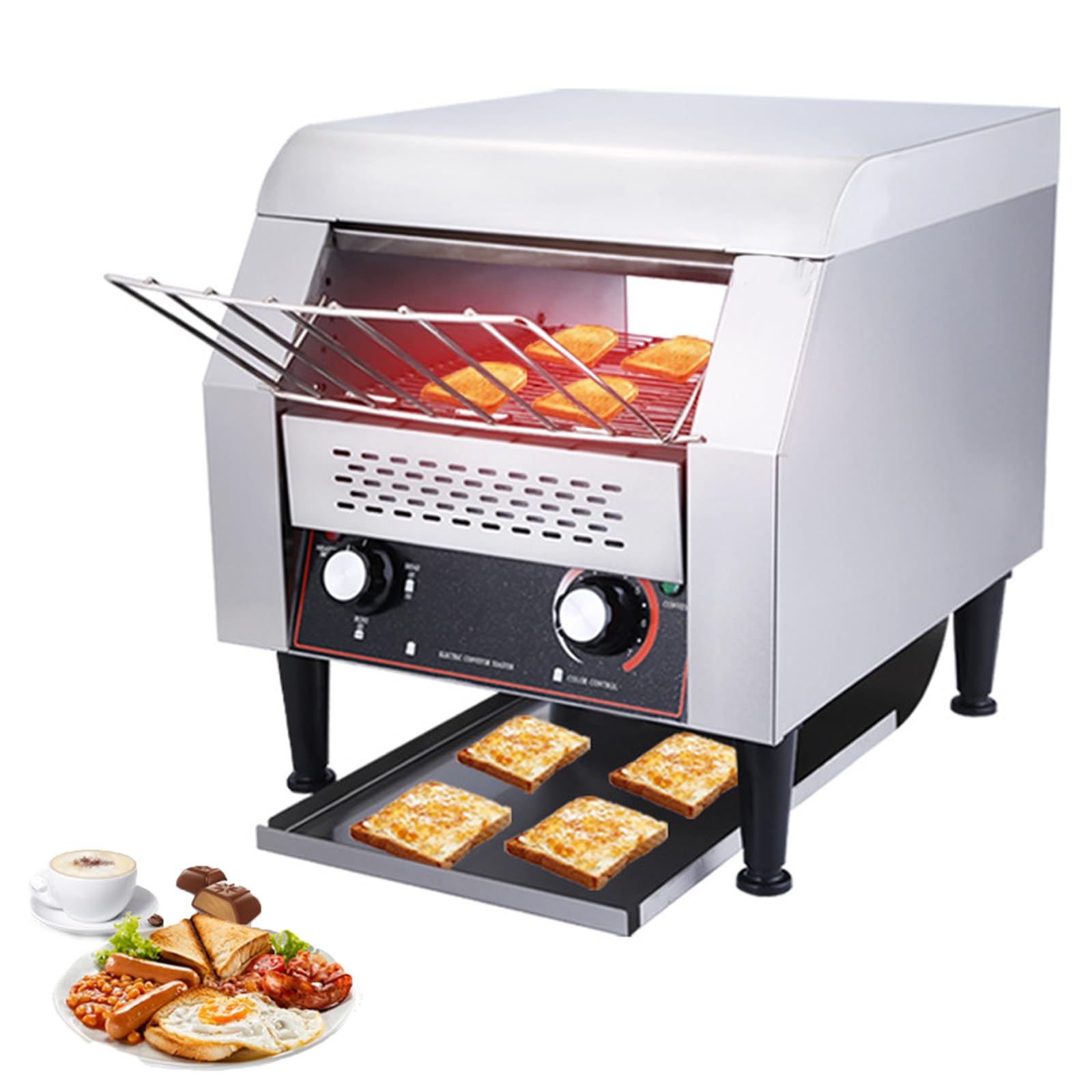 Fhrka 150 Commercial Conveyor Toaster Slices/Hour, Hotel Restaurant Rotary Toasting Machine, Electric Stainless Steel Restaurant Oven (150)
