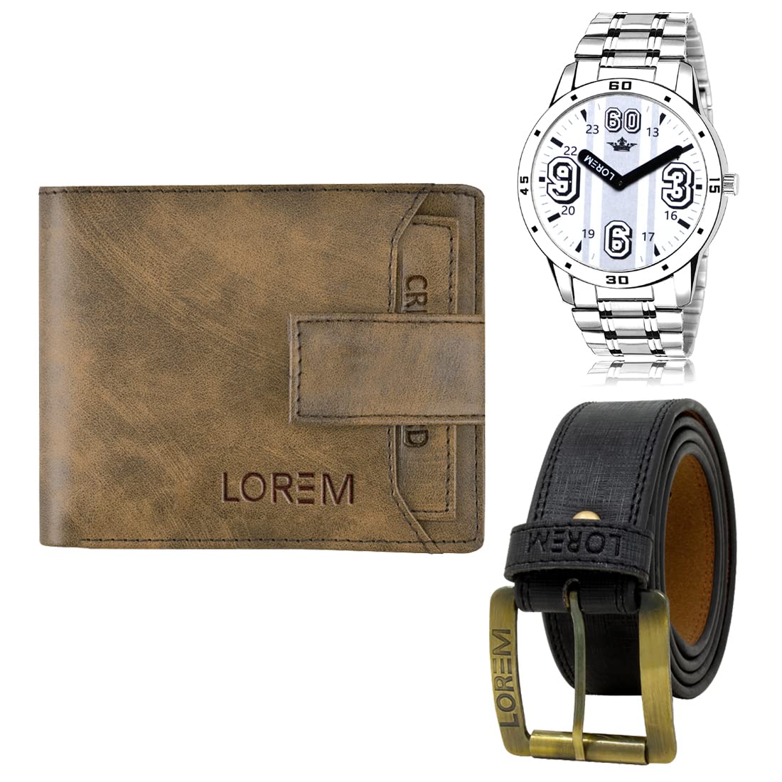 LOREM Mens Combo of Watch with Artificial Leather Wallet & Belt FZ-LR111-WL23-BL01 (B09TRG7PLW) Amazon Price History, Amazon Price Tracker