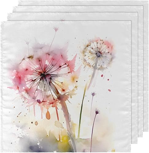 Miniatura 5 de Cloth Napkins Set of 6 Abstract Dandelion 20x20 Inch Cloth Napkins Flower Painted Washable Reusable Kitchen Dinner Napkins Table Decor for Wedding,