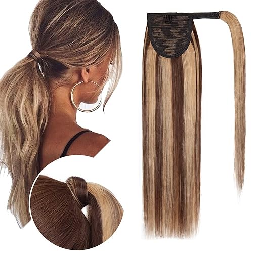 Miniatura 8 de Hairro Extensiones de cabello humano Remy con cola de caballo de caballo, extensiones de cabello real, deformaciones alrededor de las colas de