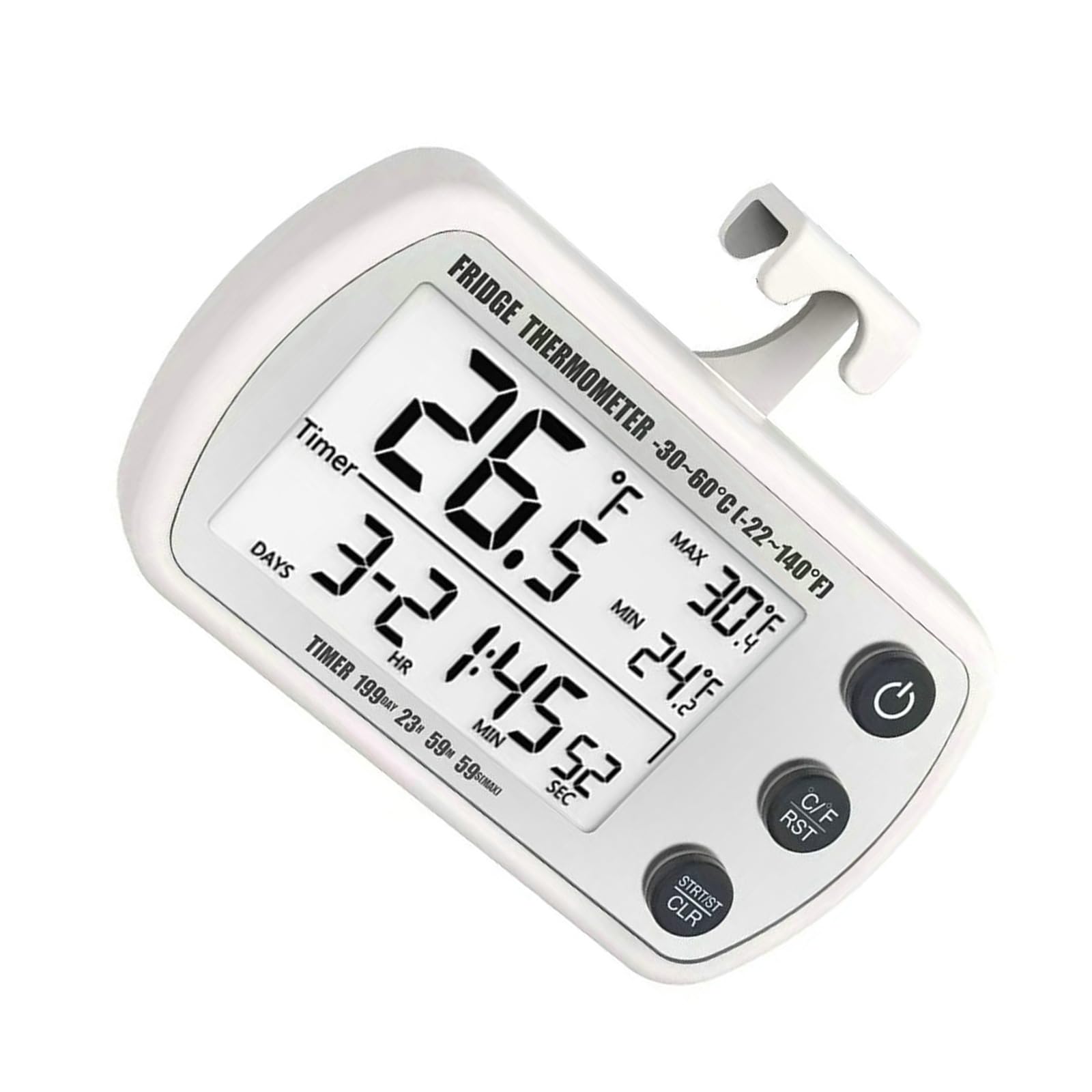 Zepfjhe White Accurate Refrigerator Thermometers With Easy To Read Large Display Fridge Temperature Gauges Easy To Use For Homes Use Food Freshness Monitor