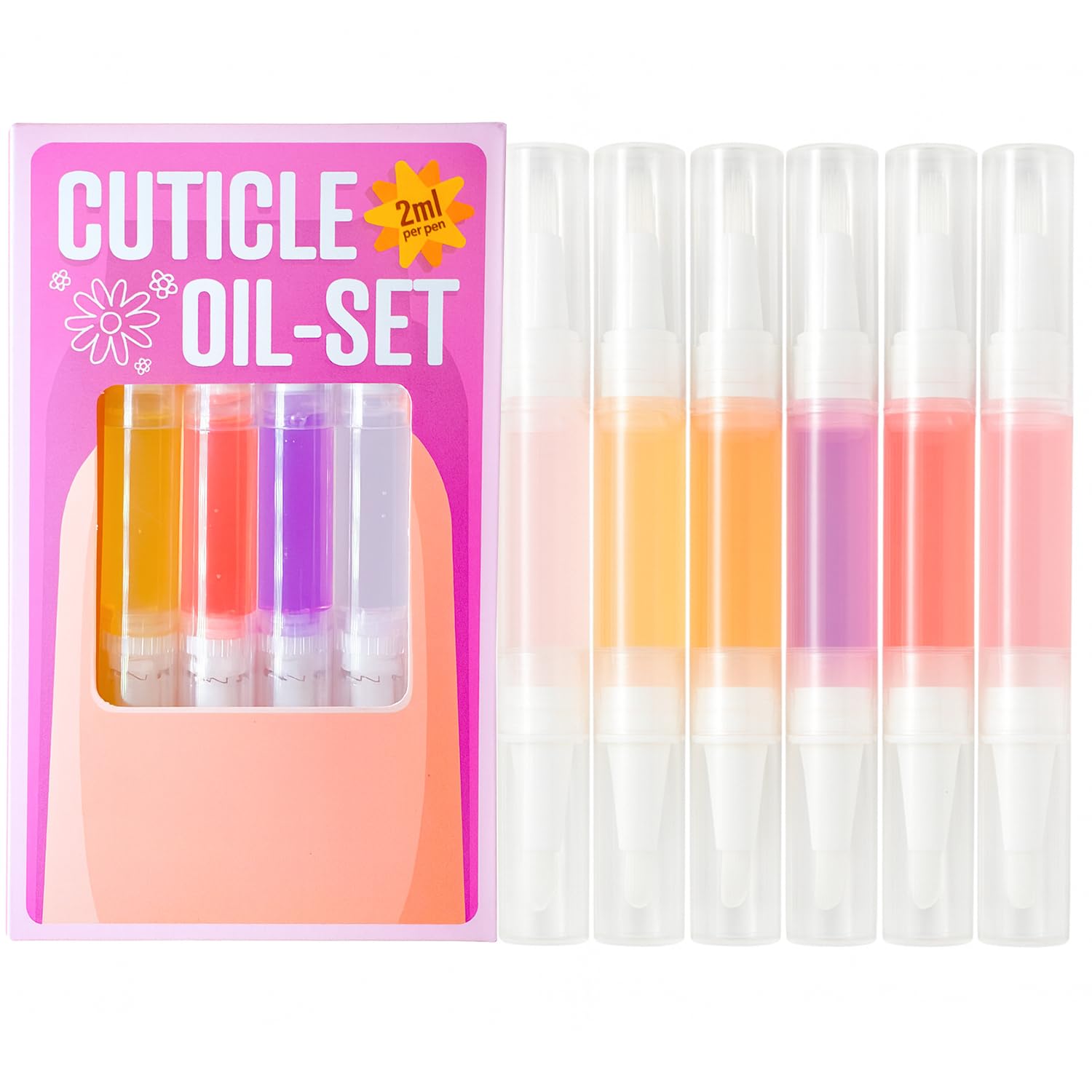 Vegan Cuticle Oil Pen- Nourishing Cuticle Oil for Nails with Natural Plant-Based Ingredients Supporting Healthy Nail Growth- Nail Moisturizing Oil Softens & Hydrates Dry Cuticle- Set of 6