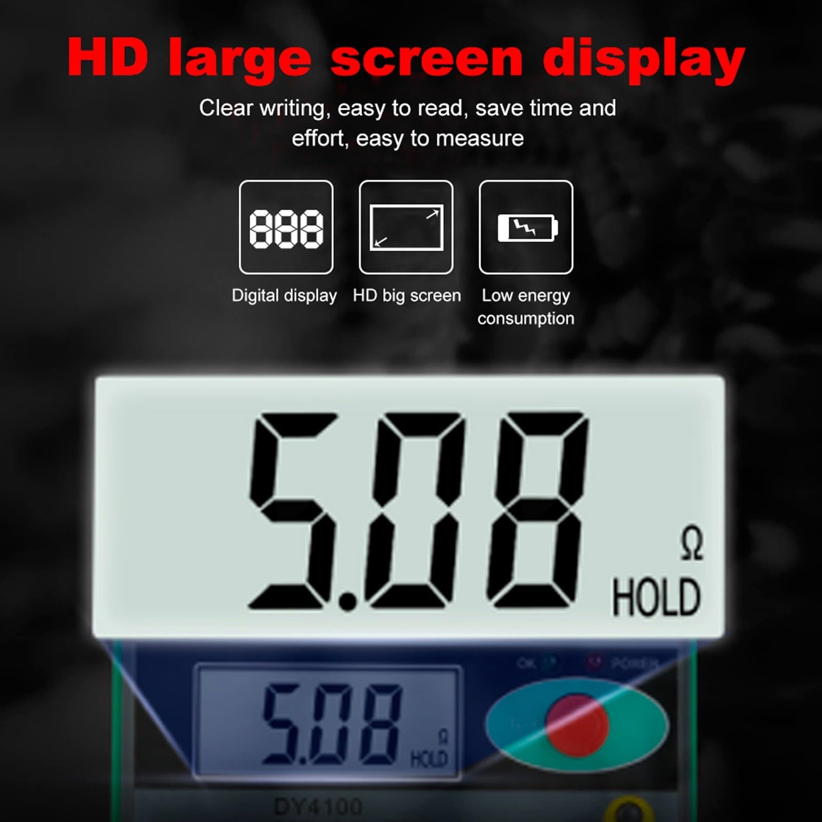 Probador de conexión a tierra con pantalla LCD, 3 conductores, prueba ABS
