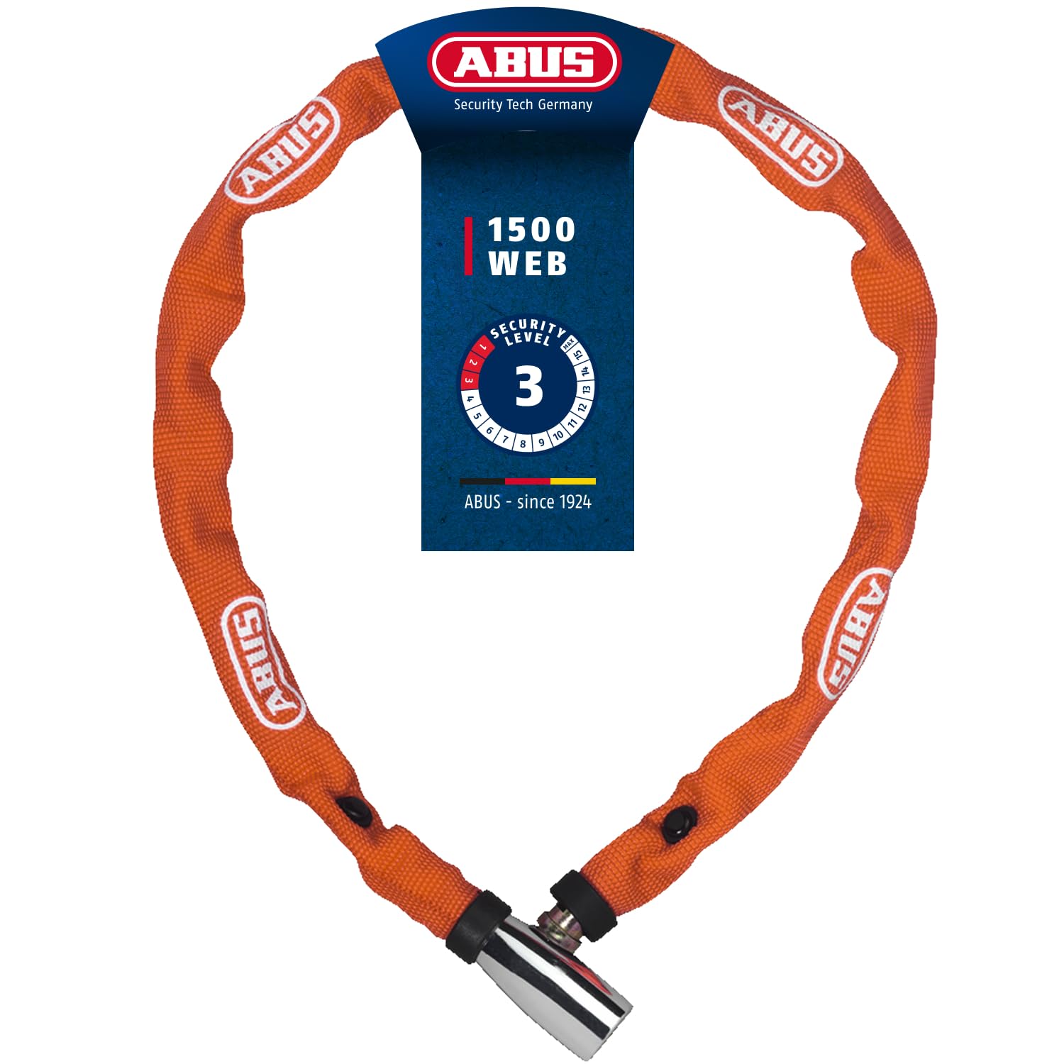 ABUS chain lock 1500 Web - bicycle lock made of special steel - 4 mm thick round chain - security level 3