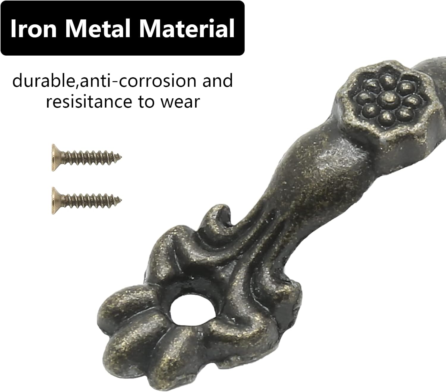 Jiozermi 24 Pcs 1.68 inch Drawer Pulls, Antique Cabinet Handles, Decorative Handles for Dresser Drawer Jewelry Box, Bronze