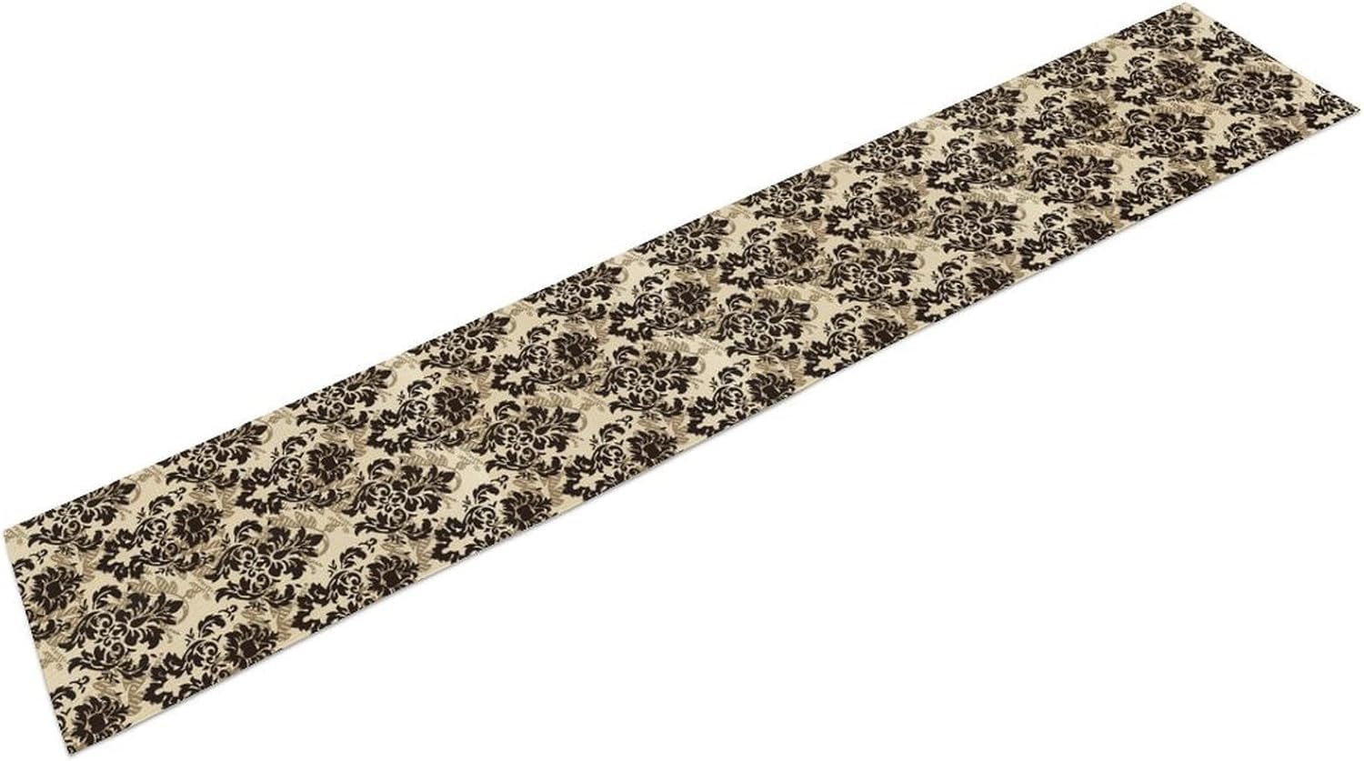 Farmhouse Damask Table Runner Brown Damask Patterned Baroque Table Runner for Kitchen Dining Party Decor 13x108in
