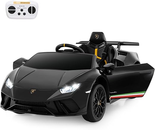 Image of 12V Lamborghini Auto Elettrica per Bambini, Macchina Elettrica Cavalcabile con Telecomando, Luci LED Musica e Funzione di Avvio Lento, 3-5 Km/h, per Bambini 3 Anni+ (Nero)
