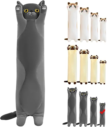 weallbuy Almohada larga de felpa con gatos, almohada suave de peluche larga para niños y adultos, para cumpleaños, Navidad, día de San Valentín