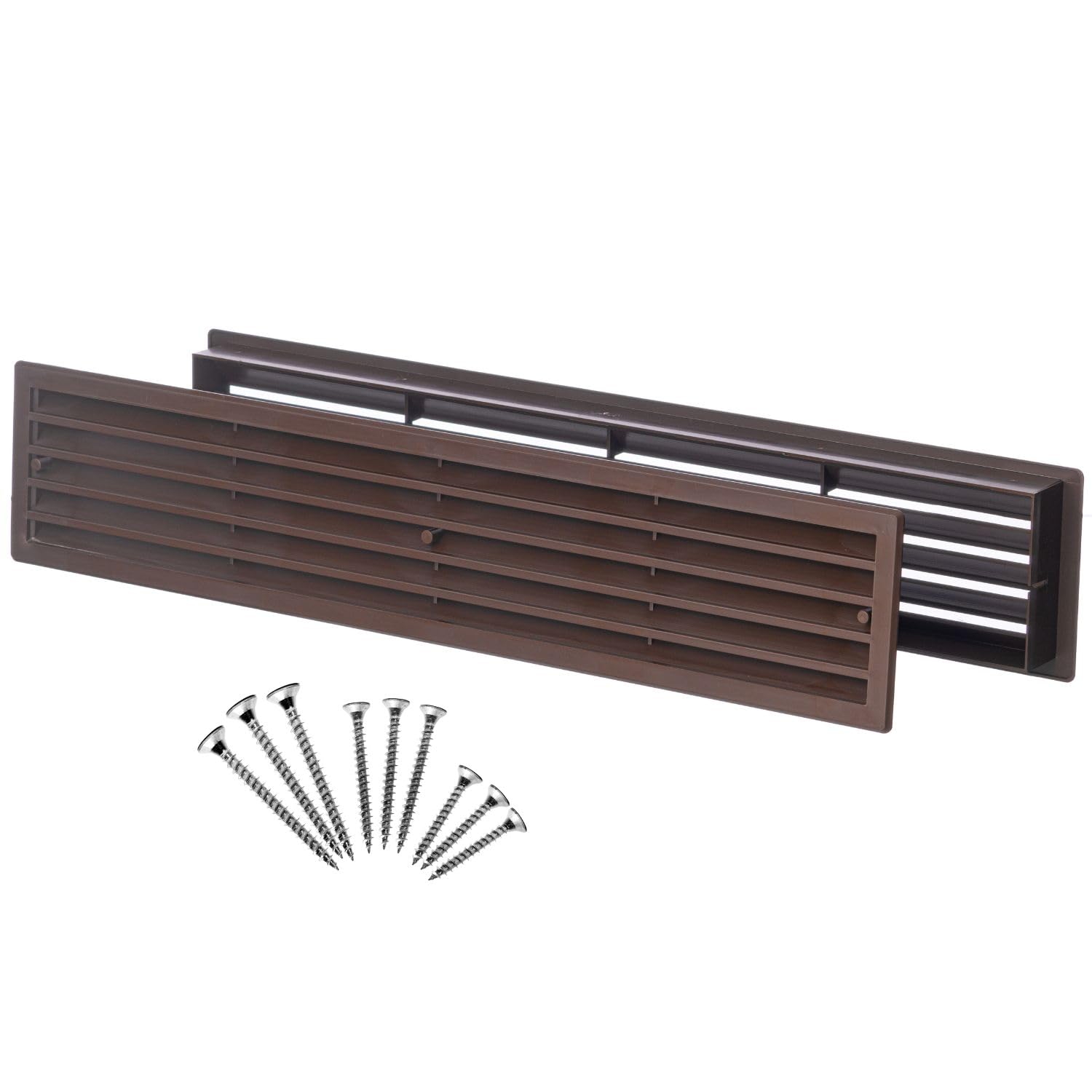 Steinberg14 Brown Door Vent Cover 17.7x3.6 inch with Screws - Plastic Ventilation Grill - Door Vents for Interior Doors Two Sided - Door Louver Vent - Door Return Air Vent with Screws