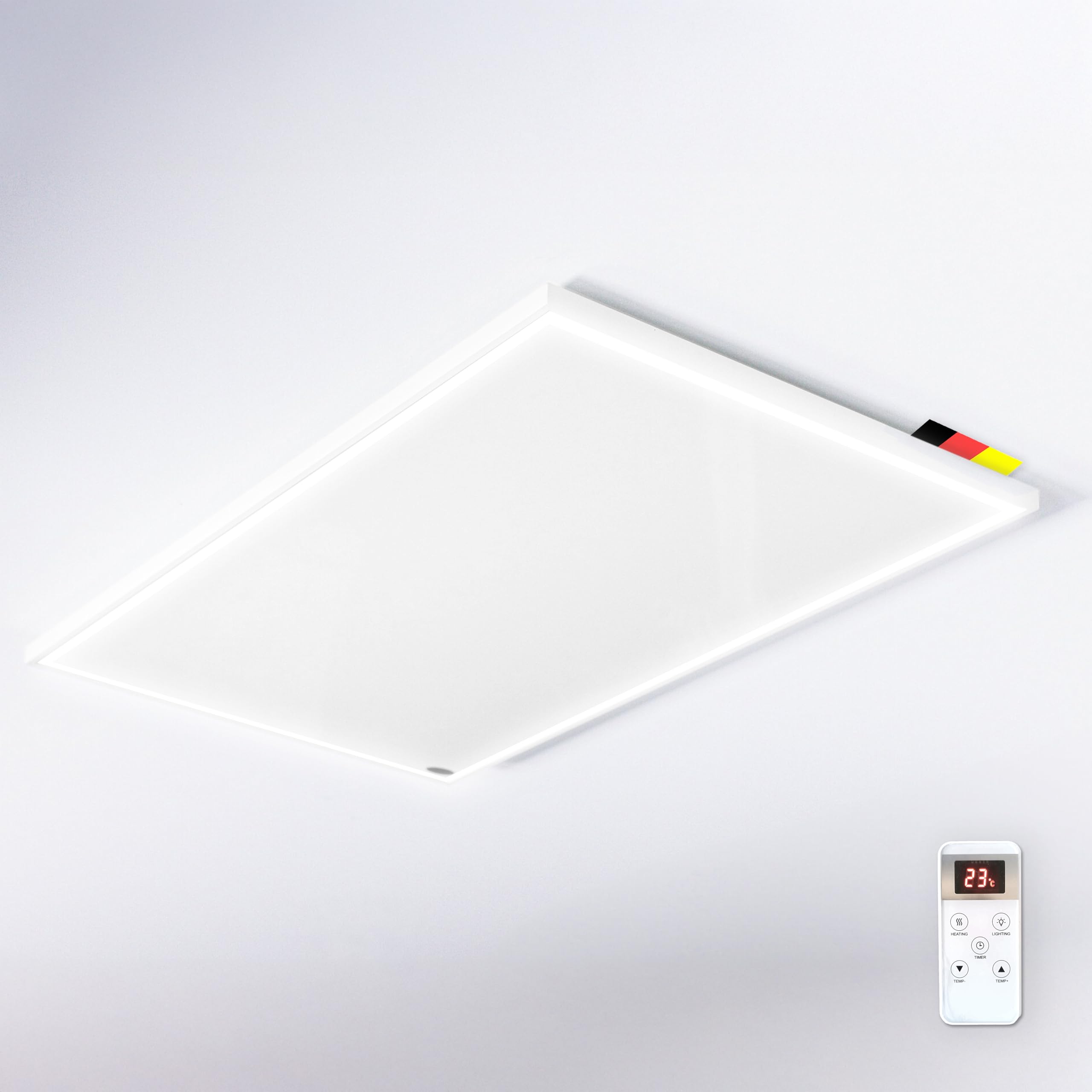 Grzejnik na podczerwień LED Könighaus - 450 W - Oświetlenie LED ✓ Montaż sufitowy ✓ Podwójne zabezpieczenie ✓ Pilot zdalnego sterowania ✓ Możliwość ściemniania jasności: chłodna, neutralna, ciepła