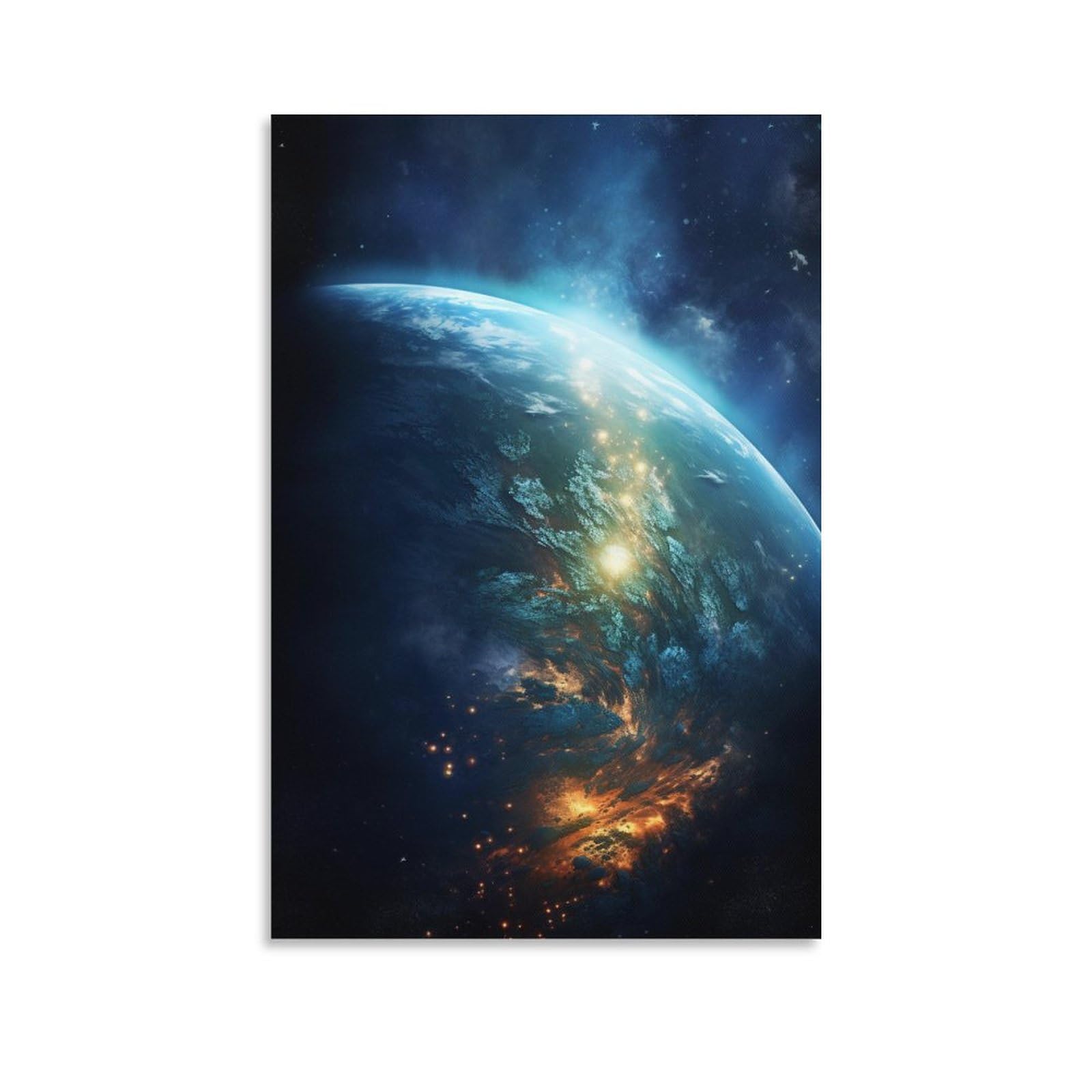 Foccar Unframe-Space Earth Space Earth Canvas Wall Decor Modern Fantasy Magnificent Space Poster Wall Art For Living Room Bedroom Artwork