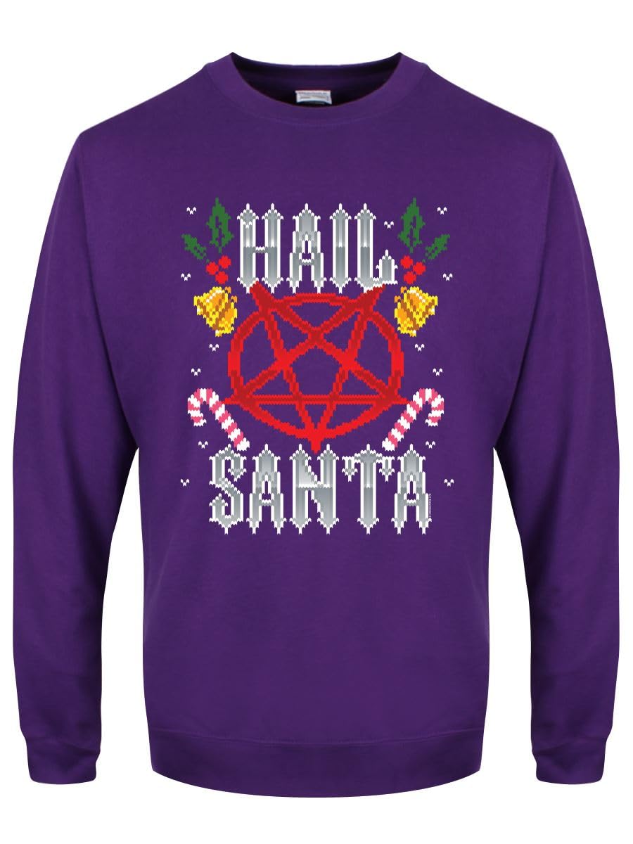 Grindstore Unisex Purple Hail Santa Christmas Jumper