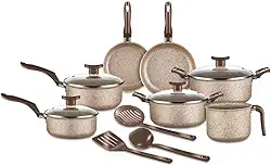 Jogo de Panelas 10 Peças Bianco Antiaderente com Tampa de Vidro