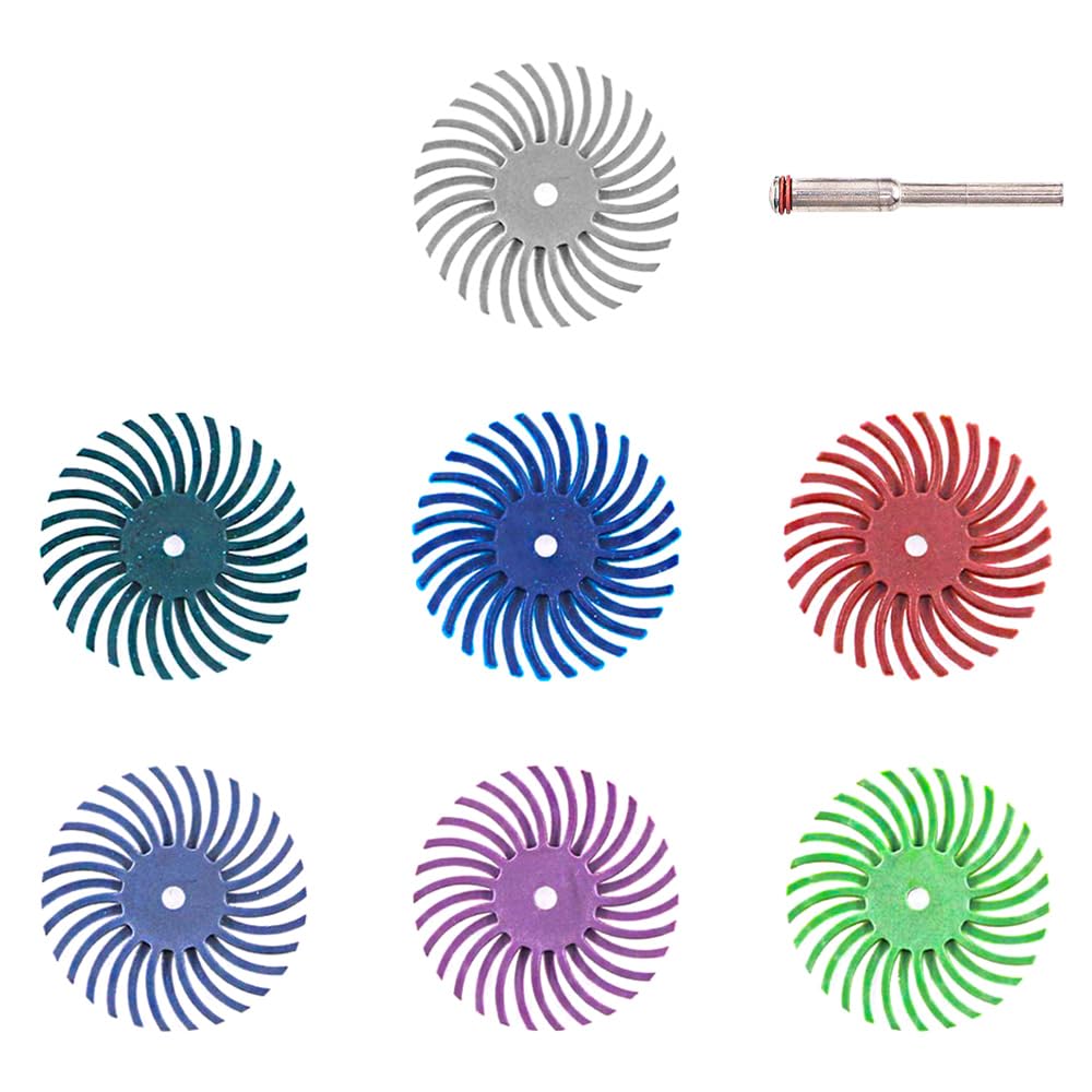 Disque à Poils radiaux de 42 pièces de 25 mm, Ensemble de brosses de ponçage à Grains Mixtes avec Manche de 3 mm, Roue de Polissage pour Le Nettoyage, la Finition, l'ébavurage, Le Polissage
