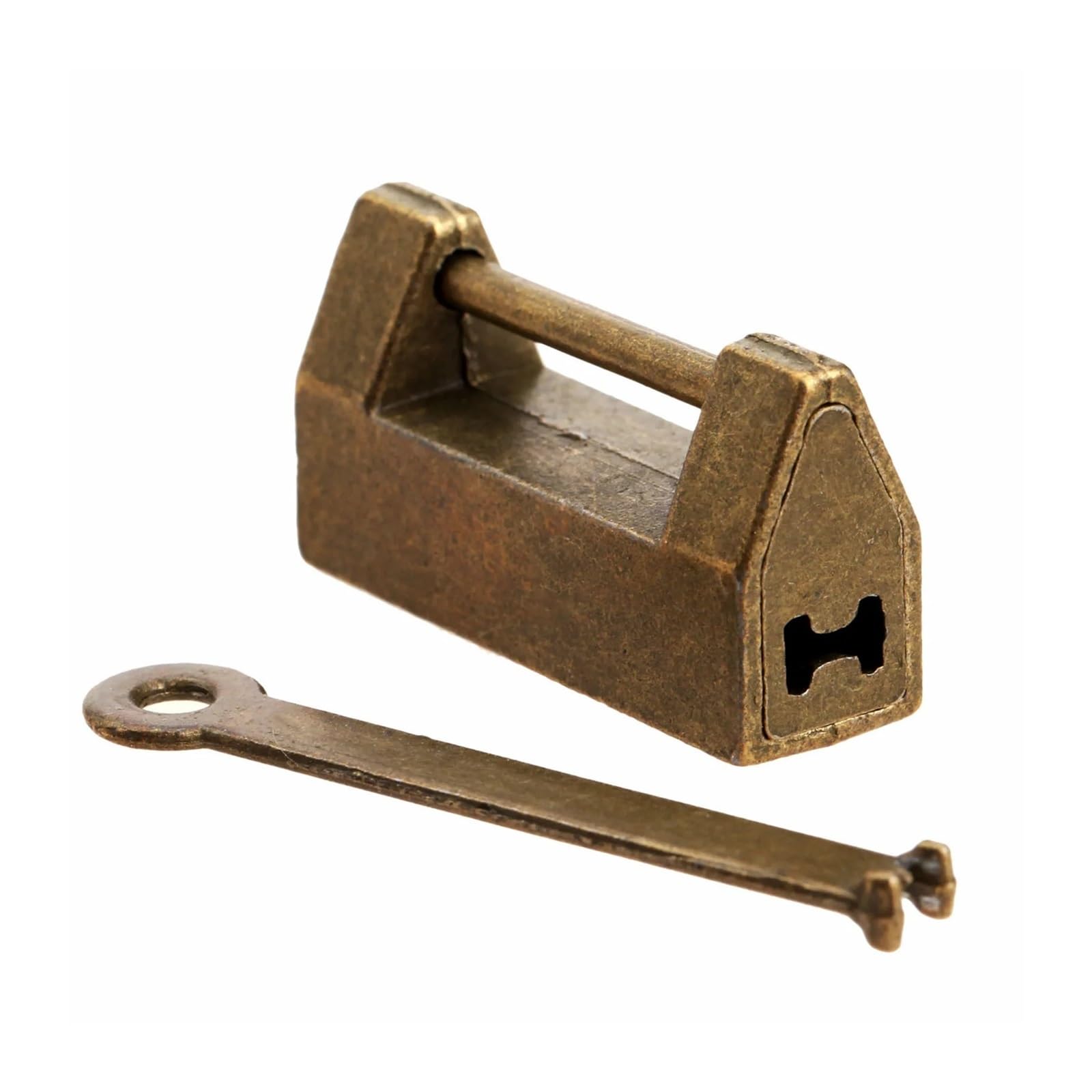 1set Antique Brass Lock + Key Iron Vintage Jewelry Wooden Box Retro Padlock Suitcase Drawer Cabinet Hardware Old for Cabinets