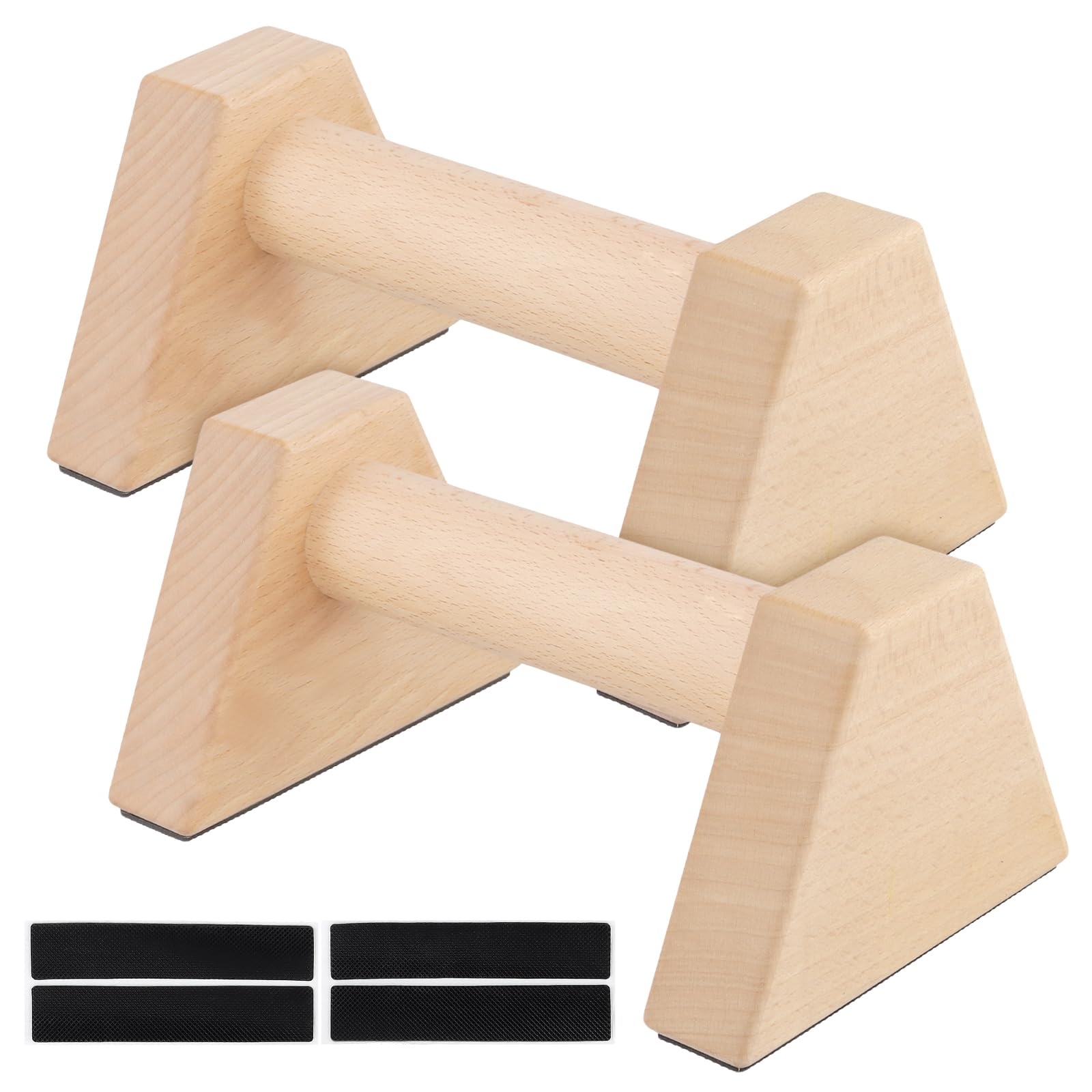 ZEONHAK 2 PCS Wooden Parallettes Bars, Solid Pushup Bars with Non slip Rubber, for Fitness, Gymnastics, Aerobics, 20 x 12.5 x 9.3cm