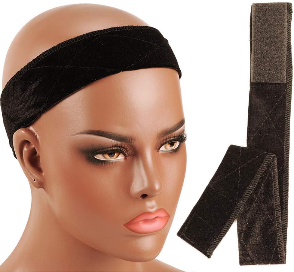 Wig Grip No-slip Comfort Velvet Adjustable Wig Grip Band Flexible Scarf Hair Headband For Lace Wigs and Frontals (Brown)