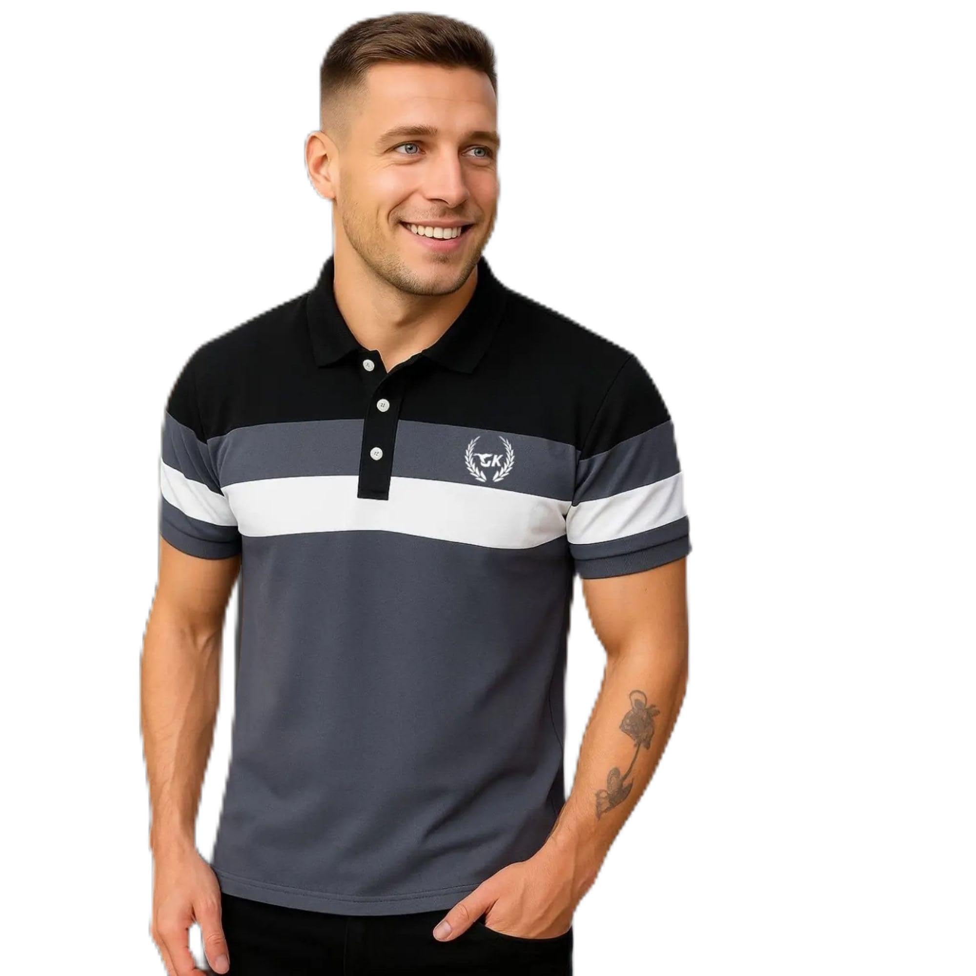 Garima Knitwear Mens Regular Fit Printed Cotton Polo Tshirt Regular Fit Polo T-Shirt for Men| Printed Polo T-Shirt | Cot
