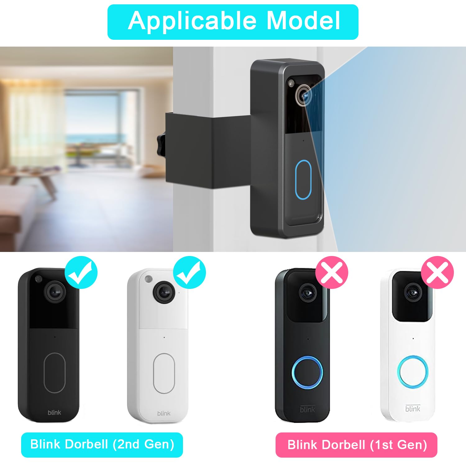 No-drill Doorbell Bracket Anti-Theft Blink Doorbell Door Mount,No-Drill Mounting Bracket For Blink Video D Rental-friendly Doorbell Accessory - View #10