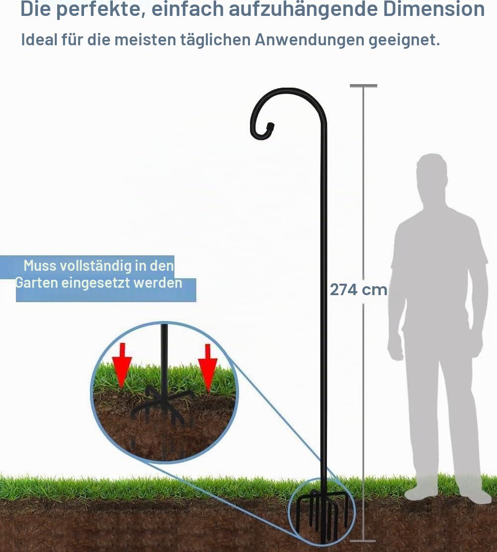 Artigarden Garden Schäferhaken, verbesserter robuster Basis mit 7 Zinken, für Vogelfutterstation,Metal,verstellbarer Hängepfahl für Gartenlichter, Aufhänger, Hochzeitsdekoration, Pflanzkörbe, 1 274cm