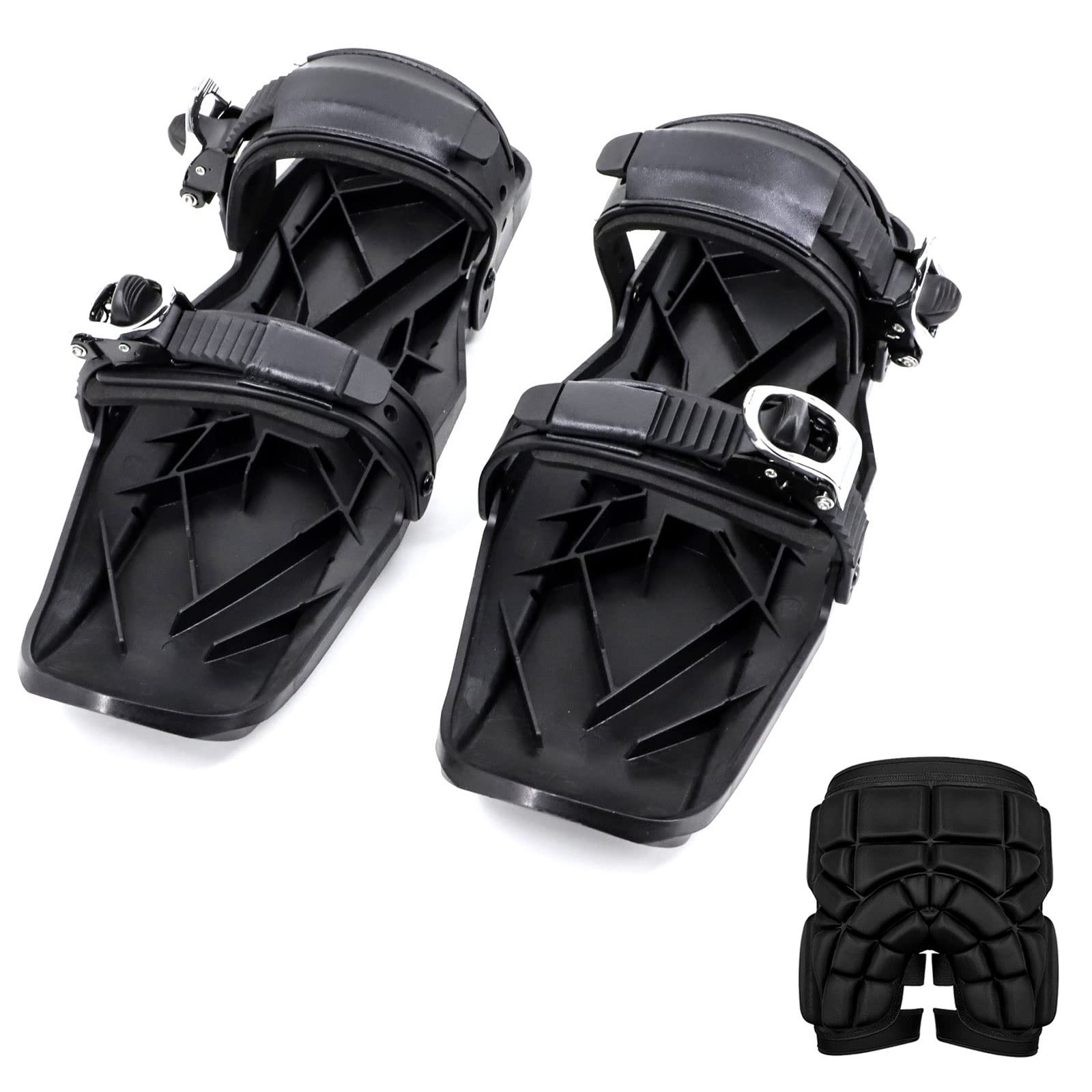 Chaussures de snowboard à fixations réglables et mini-patins de ski