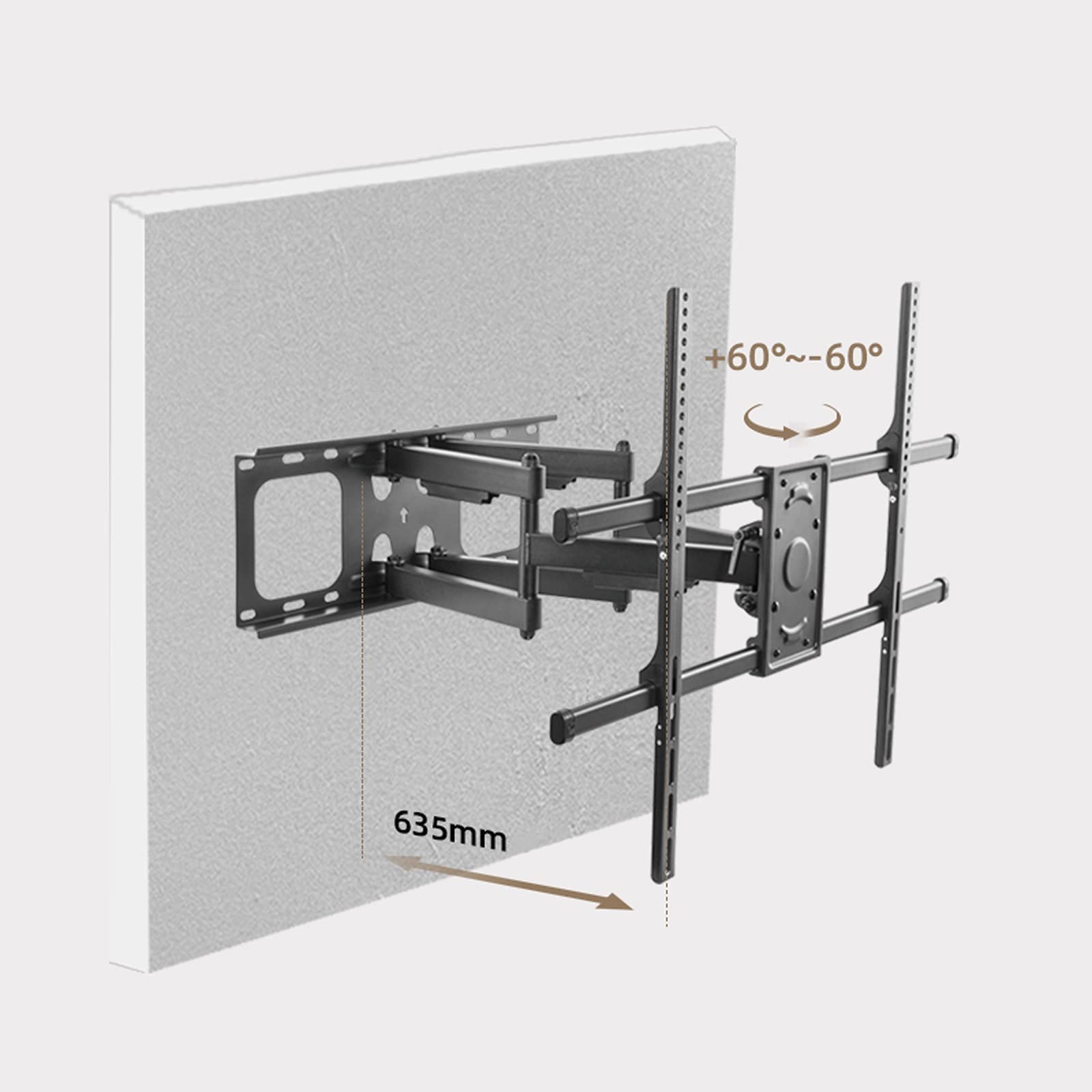 tv Stand Staffa TV a parete pesanti Staffa TV a movimento Full Motion Extension Tilt Tilt Mount 50 "-75" Staffa di montaggio a parete TV universale, supporta fino a 154LBS .per casa, ufficio