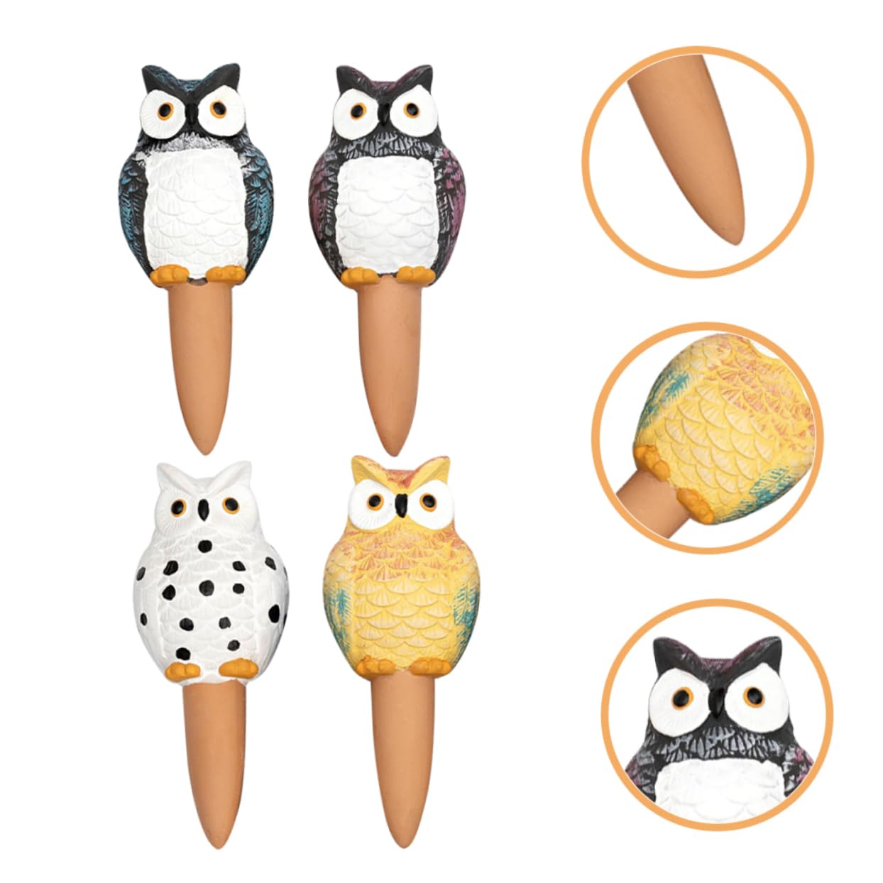 Yardwe Dispositif D’arrosage Automatique de Hibou, 4 Pièces, 210ml, en Latérite, pour Plantes en Pot et Jardinières D’intérieur