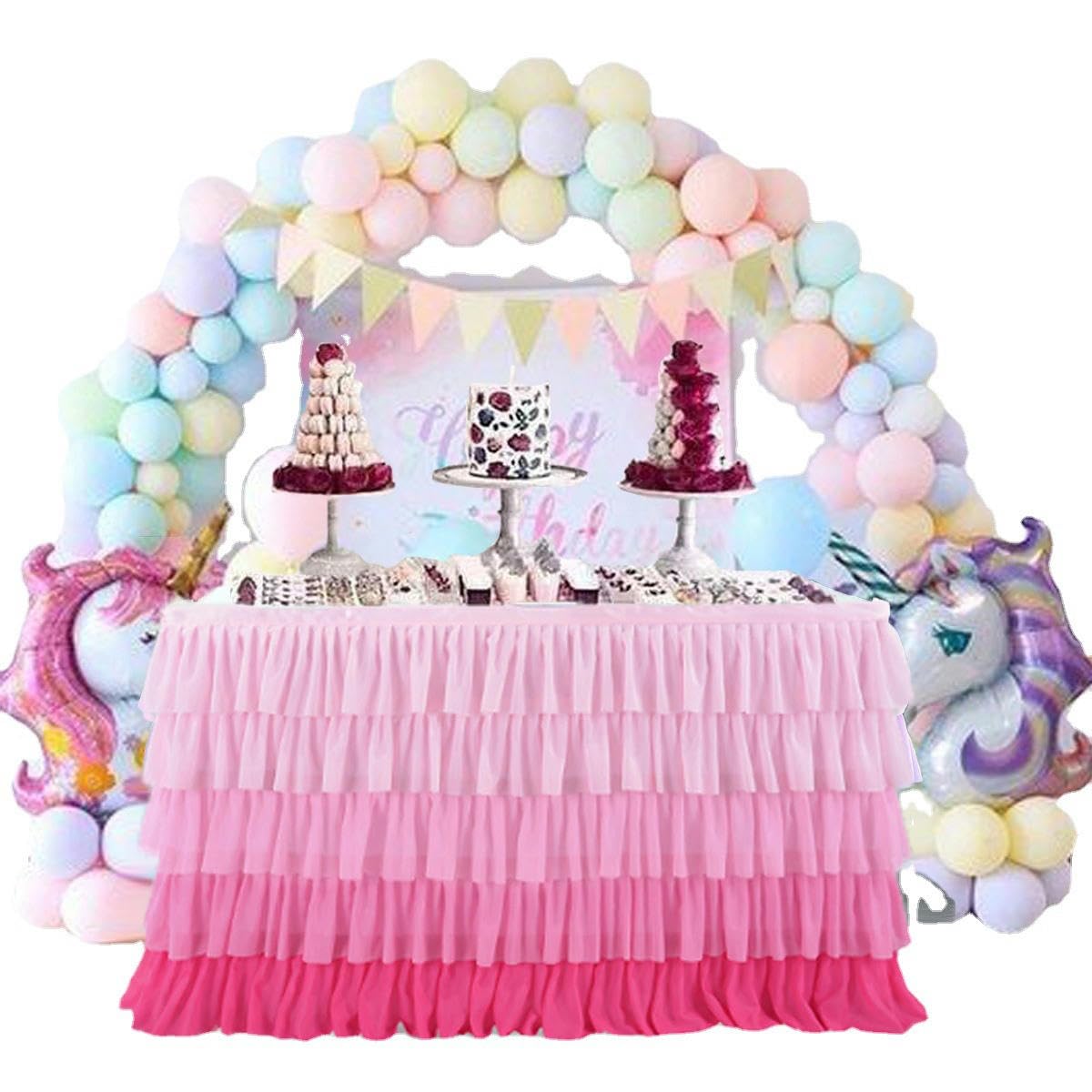 77 cm w kształcie fali siatka puszysta tutu tiulowa spódnica stołowa szyfonowa spódnica stołowa ślub na baby shower impreza falbana plisowana spódnica na stół