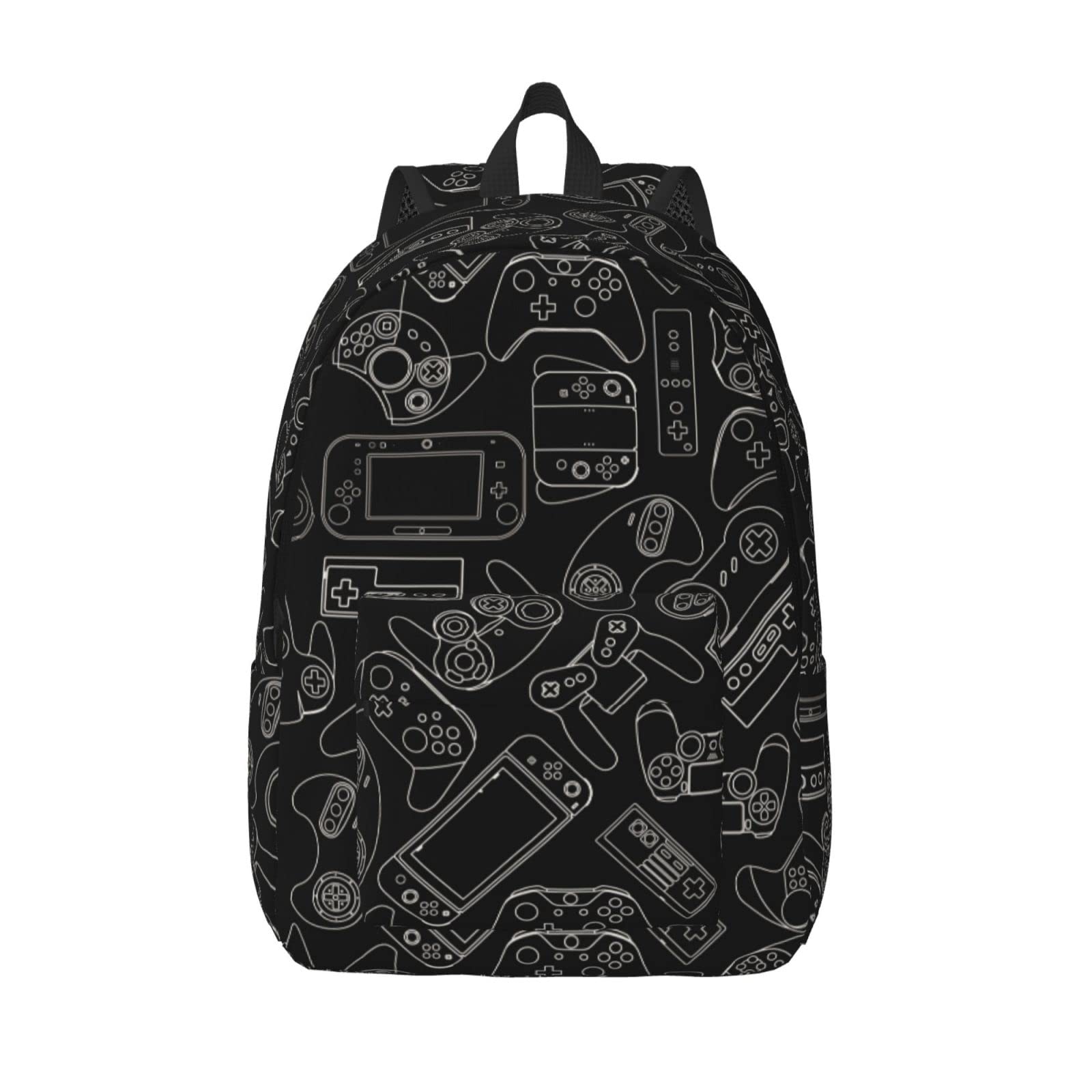 Duduho Video Game Controller Black Background Backpack 15.7 Inch Laptop Backpack Travel Hiking Daypack Multipurpose Book Bag For Men Women Teens Boys