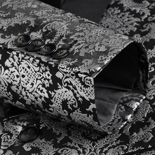 Rogers & Morris Men's Shawl Tuxedo Suit Jacket Paisley Floral Blazer Baroque Patterm Dress Coat4