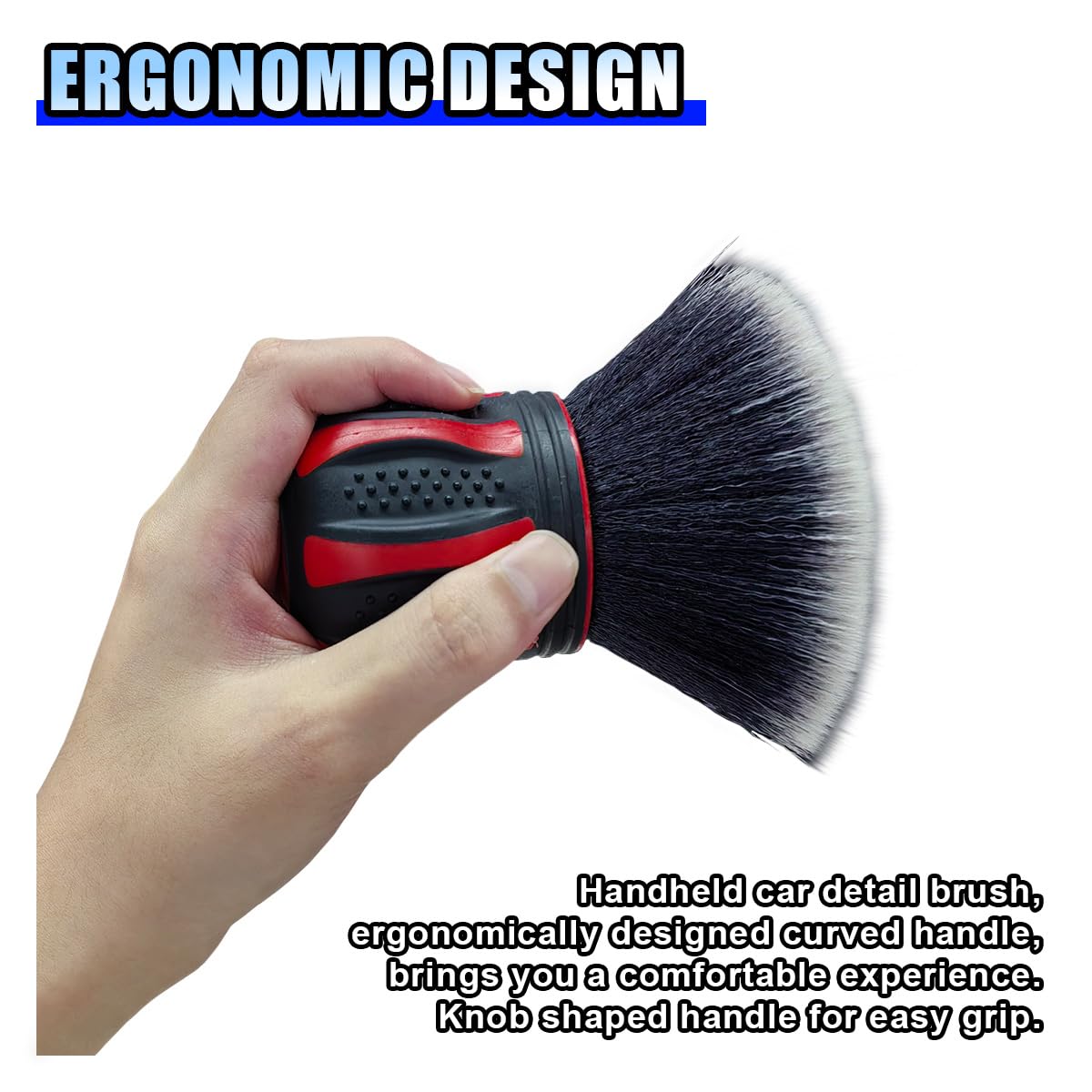 Cepillo para detalles de coche, cerdas ultrasuaves XL, cepillo sintético XL, cepillo de limpieza interior de automóvil con estante de almacenamiento, herramienta profesional para quitar el polvo para