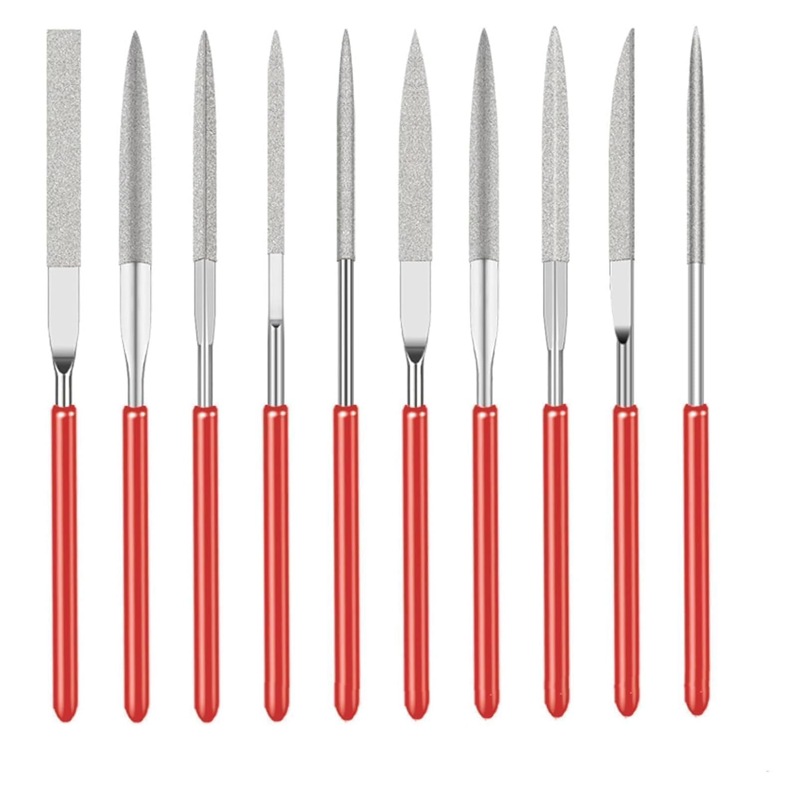 Mzoyouro 10Pcs Diamond Needle File Set, Mini Modelling Diamond Files, Mini Needle Jewelry File Set For Jewelers Glass Wood Carving Craft, 2 X 100Mm