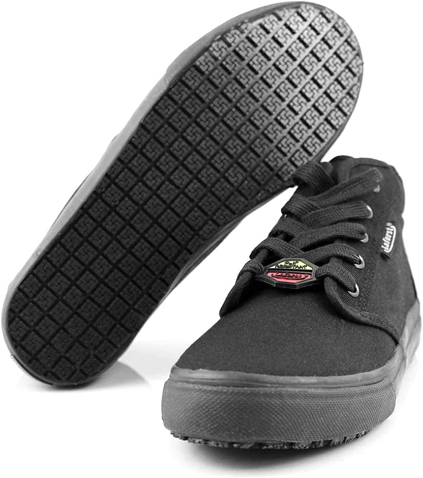 Laforst Womens Sunbrella Nonslip Server Waitress Nurse Lace Up Black Flat