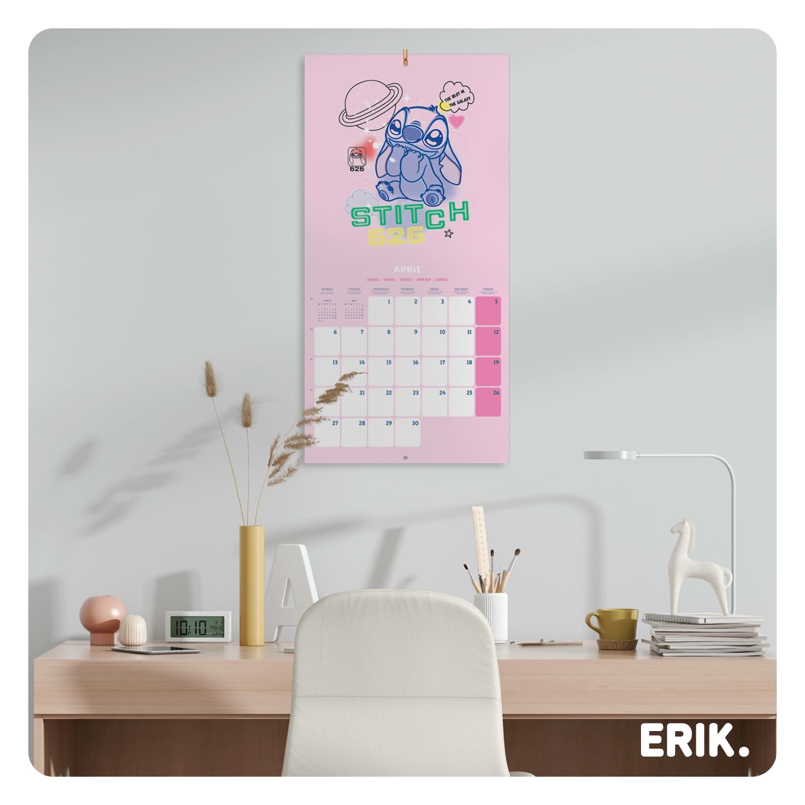 Grupo Erik Wall Calendar 2026 - Disney Stitch Calendar 2026 | Square 30 x 30 cm - 12 x 12 inches Wall Planner, Family Planner Month To View | Stitch Gifts, Disney Gifts For Friends