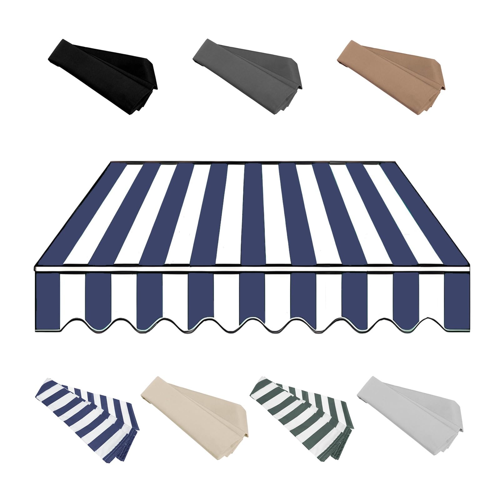 GJZQDKX Replacement Tarpaulin for Retractable Awning 25m Outdoor Balcony Patio Cover Extendable Arm Canopy Blue & White 400x300cm Garden Terrace Shade Solution