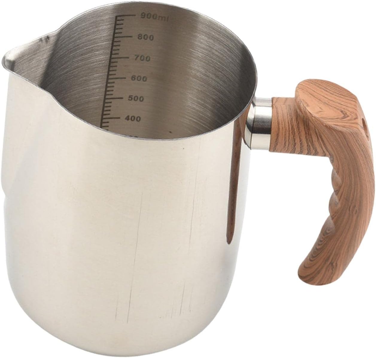 Milk Frother Cup Easy to Clean Wooden Handle Cup Steamer Cups Frother Coffee Cup for, 1000ML