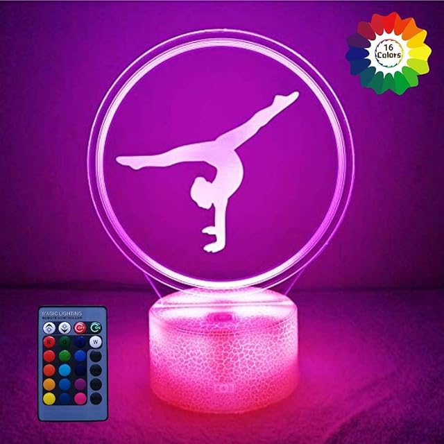 3D Artistic Gymnastics Night Light Lamp 7/16 Color Change LED Lamp USB Powered Remote Control Kids Decor Toys Gift Decorations Christmas Valentines Gift Birthday Gift