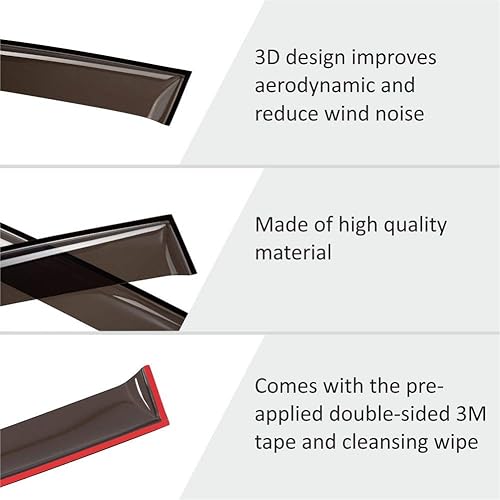 Miniatura 3 de Voron Glass Protectores de lluvia con cinta adhesiva para Toyota C-HR 2018-2024, deflectores de ventana, viseras de ventana de ventilación, 4 piezas