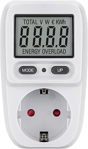 goobay 64589 Medidor de Energía Digital Básico/Medidor consumo eléctrico para Refrigerador, Lavadora, TV y Lámparas de Pie/Rango de Medición entre 0.5 W y 3680 W/Medidor de Consumo de Energía