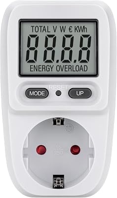 goobay 64589 Medidor de Energía Digital Básico/Medidor consumo eléctrico para Refrigerador, Lavadora, TV y Lámparas de Pie/Rango de Medición entre 0.5 W y 3680 W/Medidor de Consumo de Energía