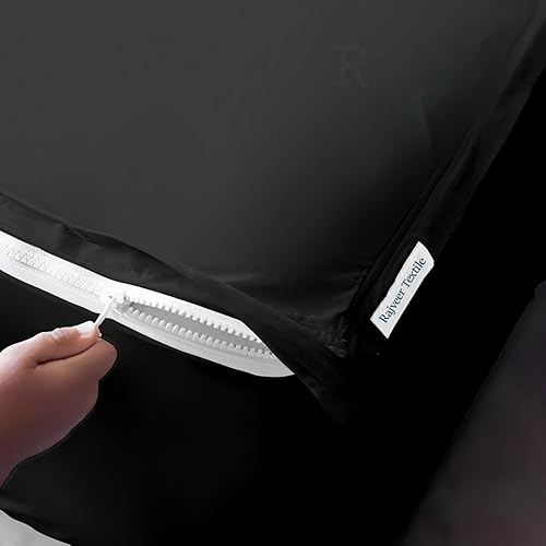 Miniatura 8 de Sábana bajera con cremallera, fundas de almohada tamaño Queen, fundas de almohada estándar de algodón egipcio, súper suaves y transpirables para