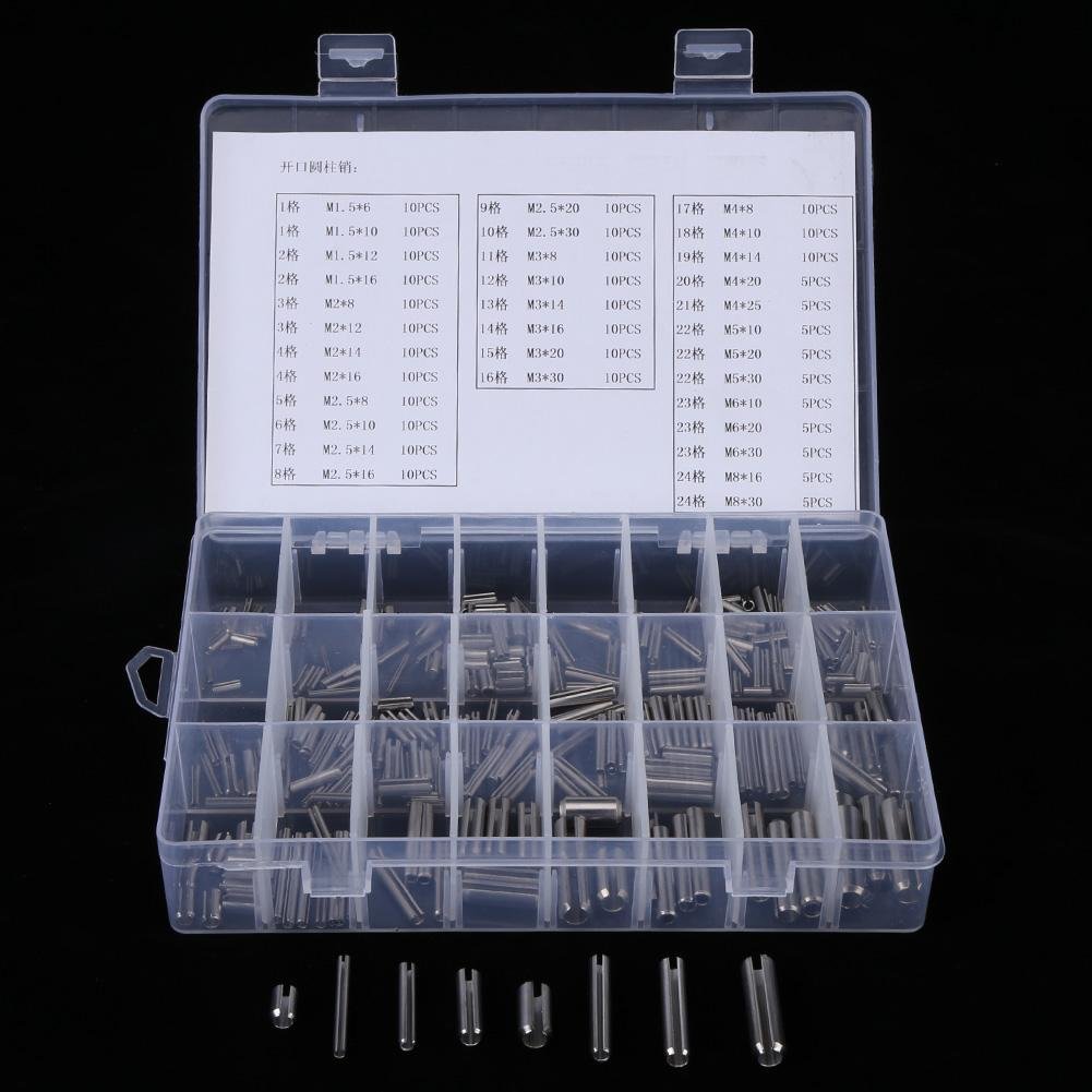 280 Piezas Conjunto de de Pasadores Reloj,Caja de Pasadores Acero Inoxidable Rolson Tools M1.5 M2 M2.5 M3 M4 M5 M6 M8 para la Industria Mecánica con Caja de Plástico