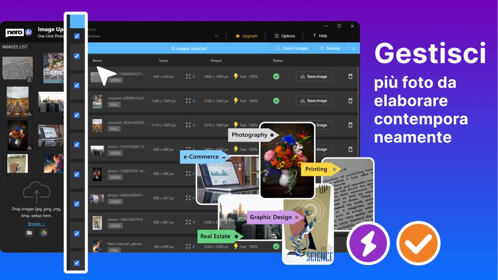 Nero AI Image Upscaler Unlimited | Ingrandire Immagini fino a 4K | Migliorare Qualità Foto | Correggere Bassa Risoluzione e Foto Vecchie | Riduzione Rumore | 1 PC | Windows 11/10